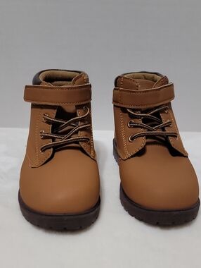 Kidgets Brown Ankle Boots with Hook-and-Loop Strap